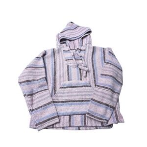 Earthbound Trading Co Baja Beach Hippie Hoodie Pink‎ & Blue Men's Large 42/44